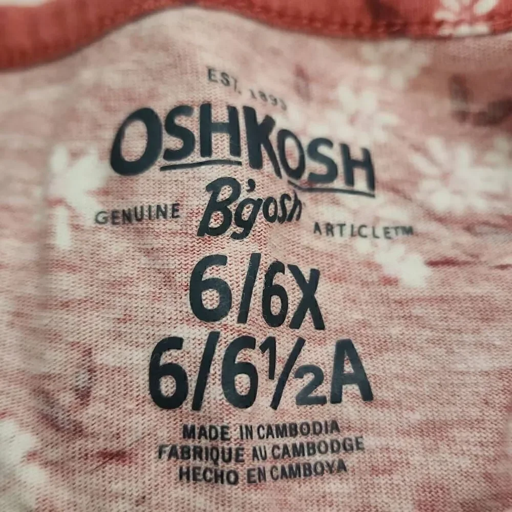 OshKosh Girls Size 6/6X  Pink Floral Print Smocked Long Sleeve Top